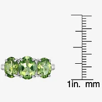 Womens Genuine Green Peridot Sterling Silver Oval 3-Stone Cocktail Ring