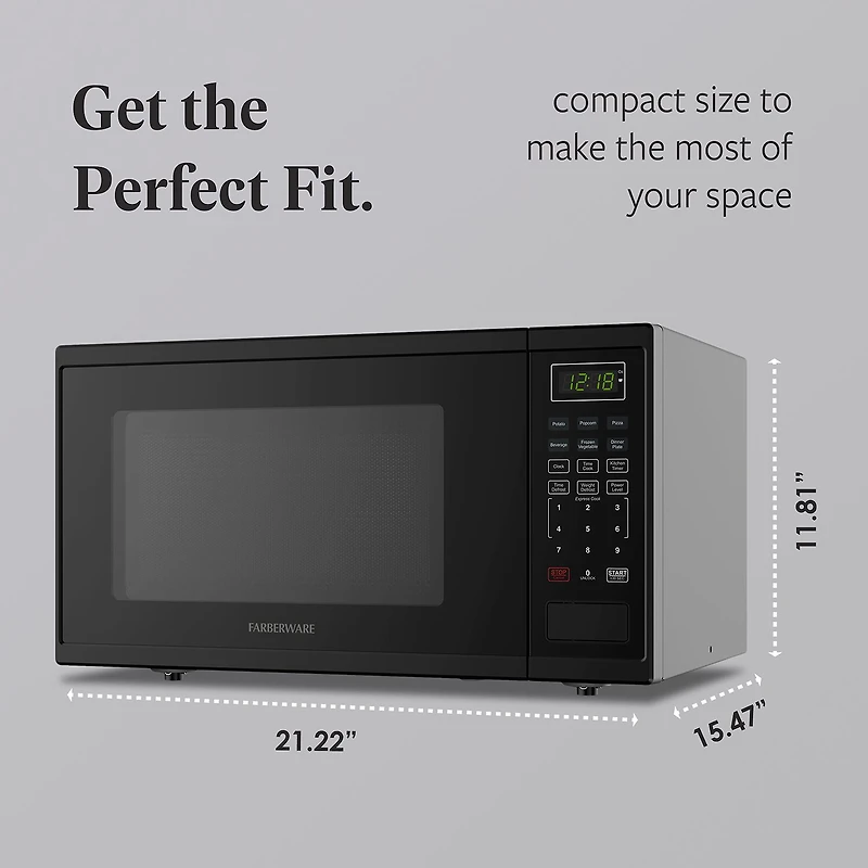 Farberware 1.1 Cu. Ft. 1000-Watt Digital Counter Microwave Oven