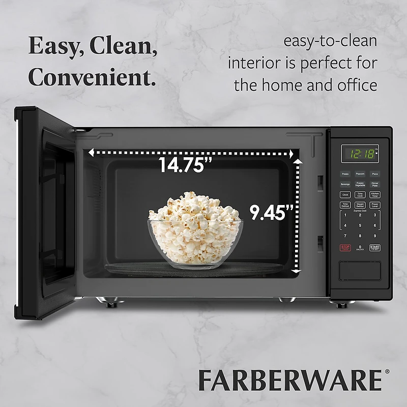 Farberware 1.1 Cu. Ft. 1000-Watt Digital Counter Microwave Oven