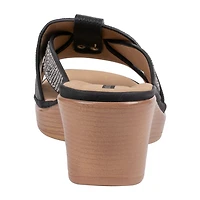 GC Shoes Womens Selva Rhinestone Wedge Sandals