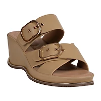 GC Shoes Womens Olana Double Buckle Wedge Sandals