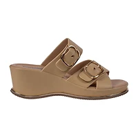 GC Shoes Womens Olana Double Buckle Wedge Sandals