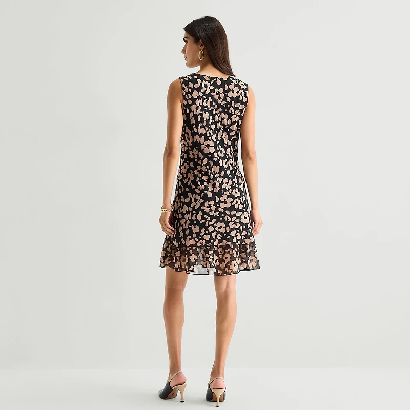 Robbie Bee Womens V Neck Sleeveless Floral Shift Dress