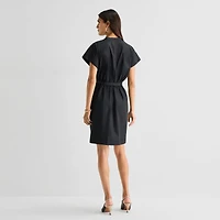 Isabel & Nina Womens Notch Neck Short Sleeve Shift Dress