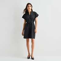 Isabel & Nina Womens Notch Neck Short Sleeve Shift Dress