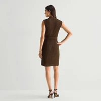 Jessica Howard Womens V Neck Sleeveless Fit + Flare Dress
