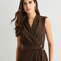 Jessica Howard Womens V Neck Sleeveless Fit + Flare Dress