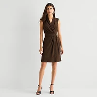 Jessica Howard Womens V Neck Sleeveless Fit + Flare Dress