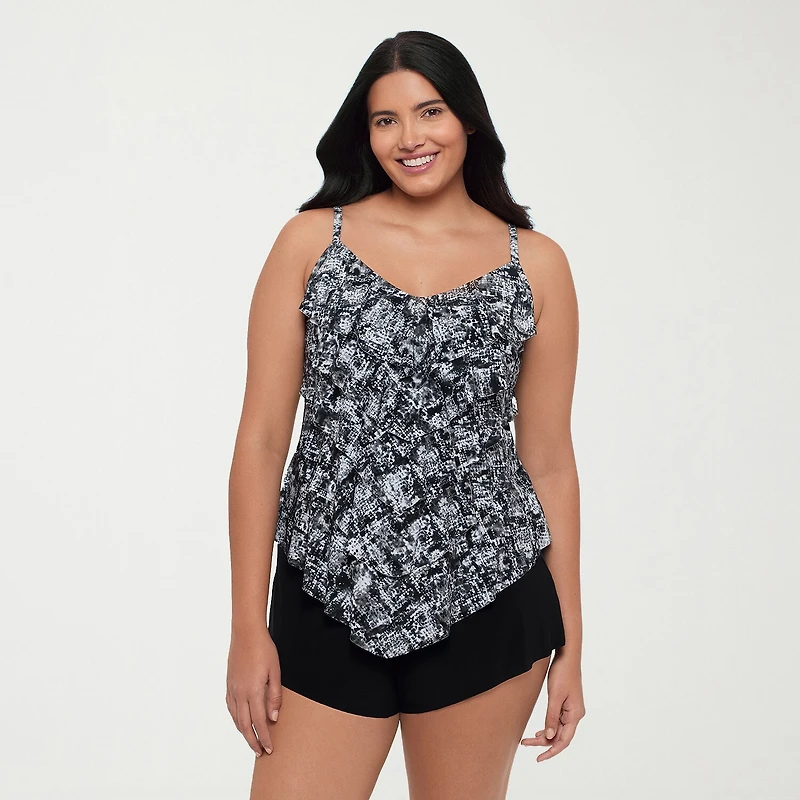 Trimshaper Womens Animal Print Tankini Swimsuit Top