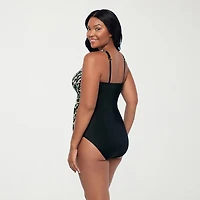 Trimshaper Womens Animal Print Leopard Full Coverage One Piece Swimsuit