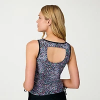 Free Country Womens Built Bra Lined Shirred Floral Tankini Swimsuit Top