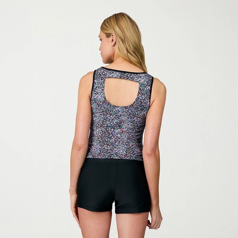 Free Country Womens Built Bra Lined Shirred Floral Tankini Swimsuit Top