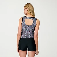 Free Country Womens Built Bra Lined Shirred Floral Tankini Swimsuit Top