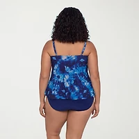 Trimshaper Womens Tie-Dye Plus Tankini Swimsuit Top