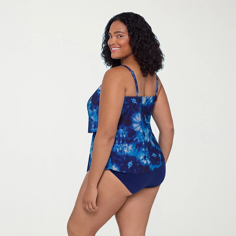 Trimshaper Womens Tie-Dye Plus Tankini Swimsuit Top
