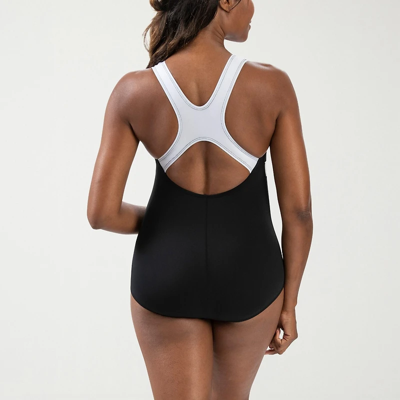 Dolfin Aquashape Color Block Conservative Lap Suit Womens Moderate Coverage One Piece Swimsuit