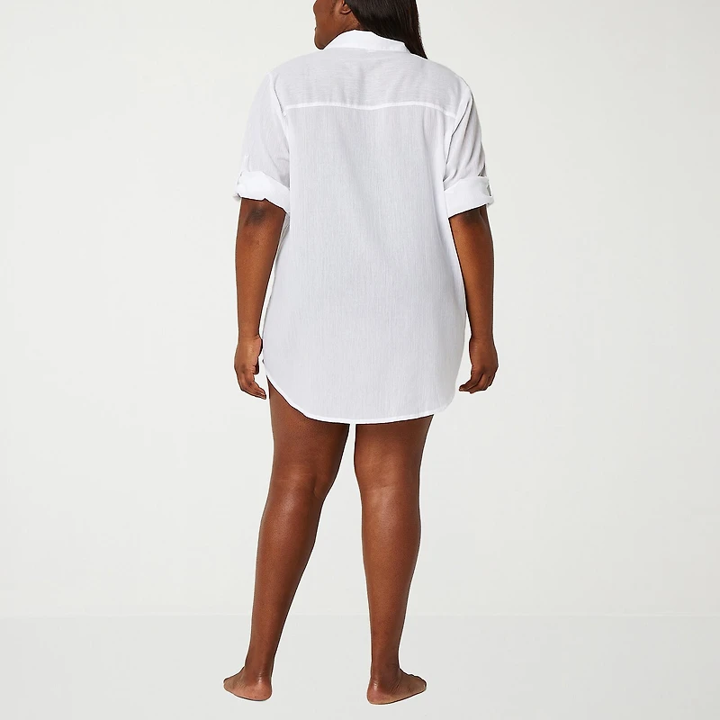 Sonnet Shores Womens Plus Dress Swimsuit Cover-Up