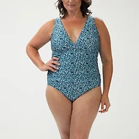 Dolfin Aquashape Surplice Wrap Womens Moderate Coverage One Piece Swimsuit