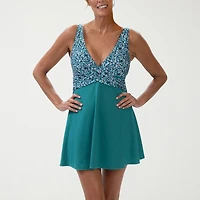 Dolfin Aquashape Women'S V-Neck Wrap Swim Dress Womens