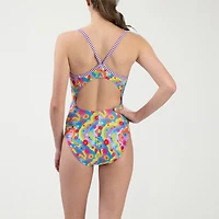 Dolfin Womens Tie Dye Juniors Plus Moderate Coverage One Piece Swimsuit