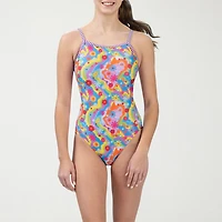 Dolfin Womens Tie Dye Juniors Plus Moderate Coverage One Piece Swimsuit
