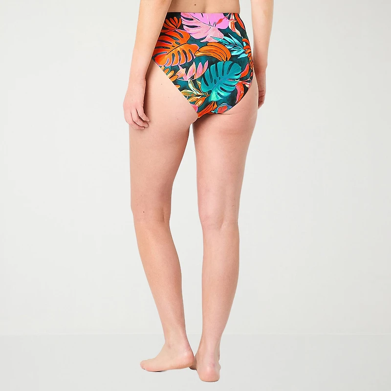Mynah Womens Lined Moderate Coverage High Waist Bikini Swimsuit Bottom