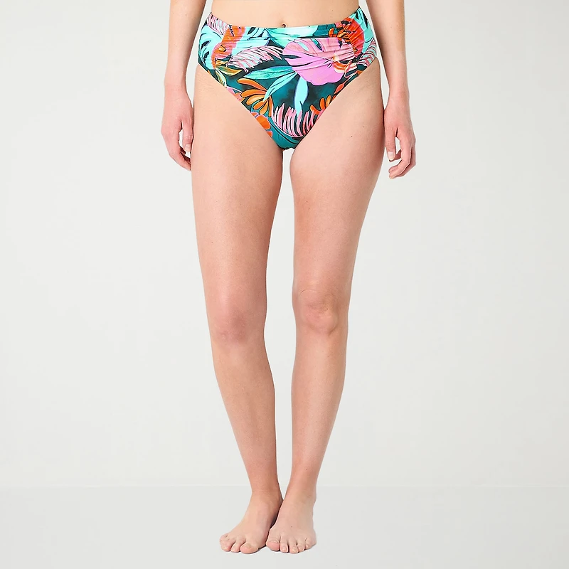 Mynah Womens Lined Moderate Coverage High Waist Bikini Swimsuit Bottom