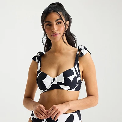 Mynah Womens Adjustable Straps Floral Bralette Bikini Swimsuit Top