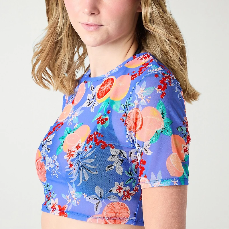 Decree Floral Swimsuit Cover-Up Tops Juniors