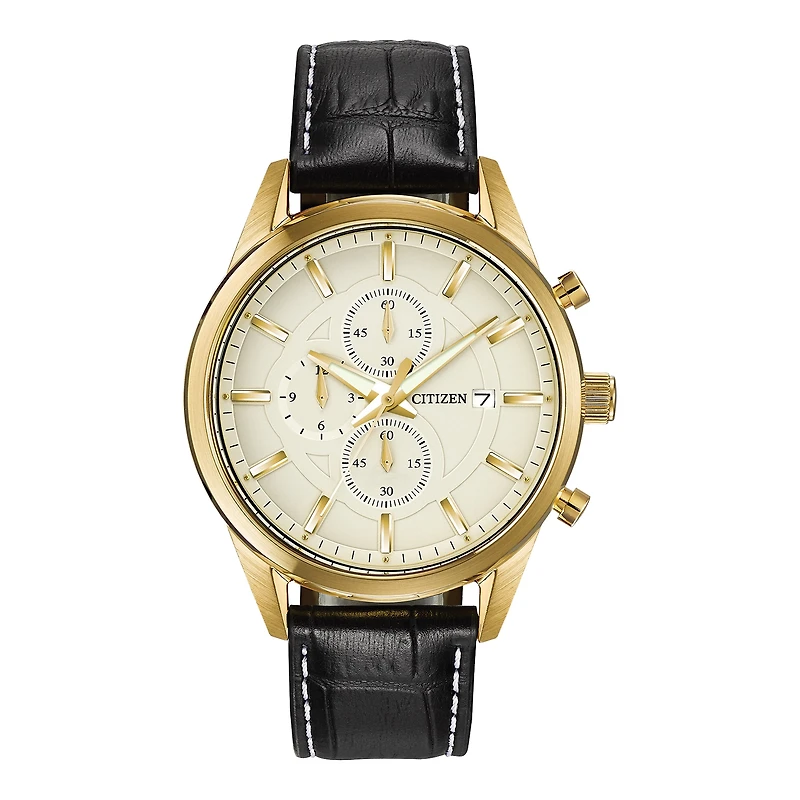 Citizen® Exclusive Mens Leather Strap Chronograph Watch