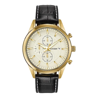Citizen® Exclusive Mens Leather Strap Chronograph Watch