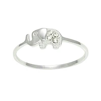 Itsy Bitsy Elephant Womens Crystal Sterling Silver Delicate Band