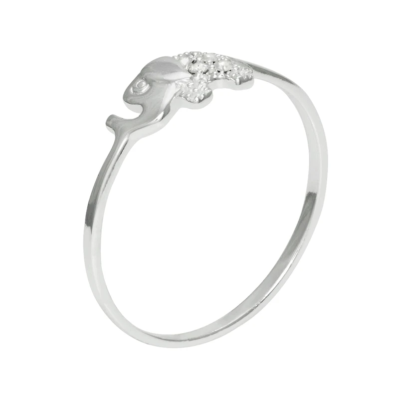 Itsy Bitsy Elephant Womens Crystal Sterling Silver Delicate Band