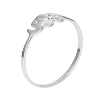 Itsy Bitsy Elephant Womens Crystal Sterling Silver Delicate Band