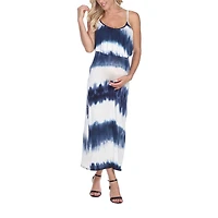 White Mark Malea Womens Maternity Scoop Neck Sleeveless Tie-Dye Maxi Dress