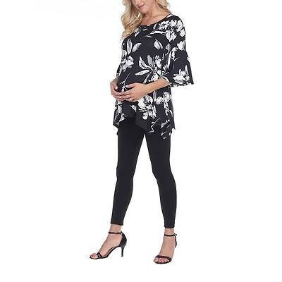 White Mark Plus Maternity Roche Womens Scoop Neck 3/4 Sleeve Tunic Top
