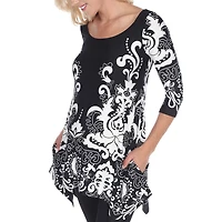 White Mark Maternity Ganette Womens Scoop Neck 3/4 Sleeve Tunic Top