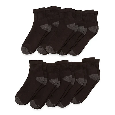 Xersion Little & Big Kid Boys Multi-Pack 10 Pair Quarter Ankle Socks
