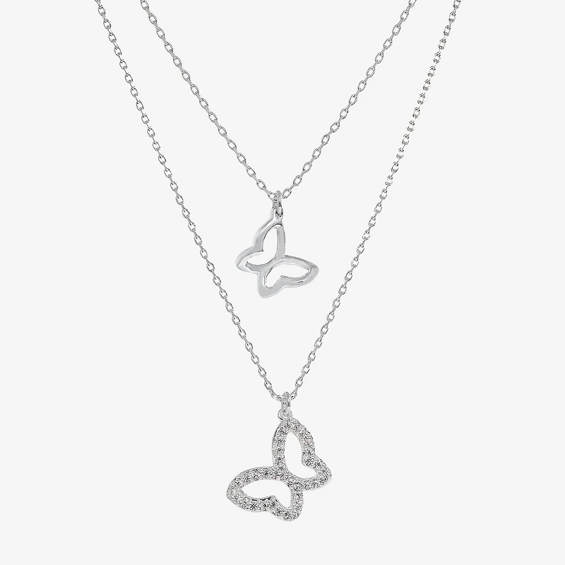 Sparkle Allure Womens Cubic Zirconia Pure Silver Over Brass 16 Inch Strand Necklace