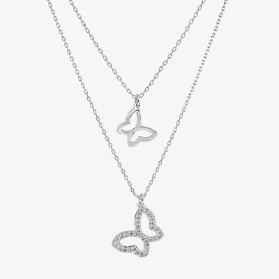 Sparkle Allure Womens Cubic Zirconia Pure Silver Over Brass 16 Inch Strand Necklace