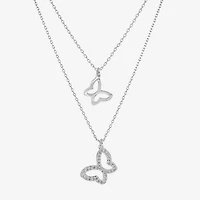 Sparkle Allure Womens Cubic Zirconia Pure Silver Over Brass 16 Inch Strand Necklace