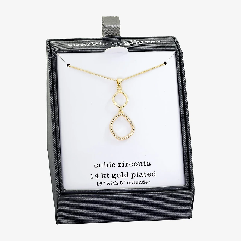 Sparkle Allure Womens Cubic Zirconia 14K Gold Over Brass 16 Inch Pendant Necklace