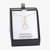 Sparkle Allure Womens Cubic Zirconia 14K Gold Over Brass 16 Inch Pendant Necklace