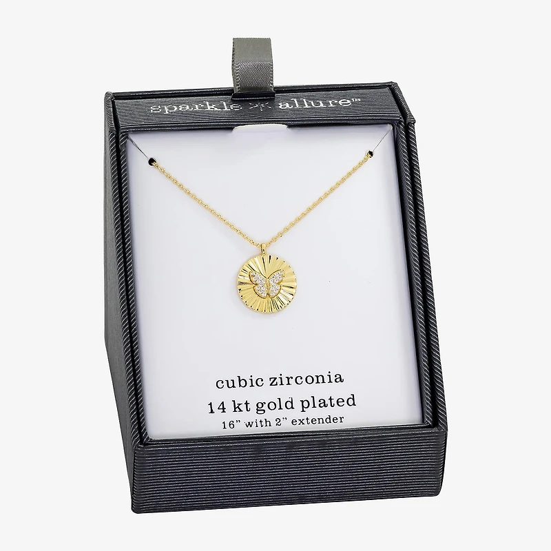 Sparkle Allure Womens Cubic Zirconia 14K Gold Over Brass Butterfly Round 16 Inch Pendant Necklace
