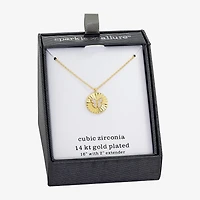 Sparkle Allure Womens Cubic Zirconia 14K Gold Over Brass Butterfly Round 16 Inch Pendant Necklace