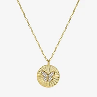 Sparkle Allure Womens Cubic Zirconia 14K Gold Over Brass Butterfly Round 16 Inch Pendant Necklace