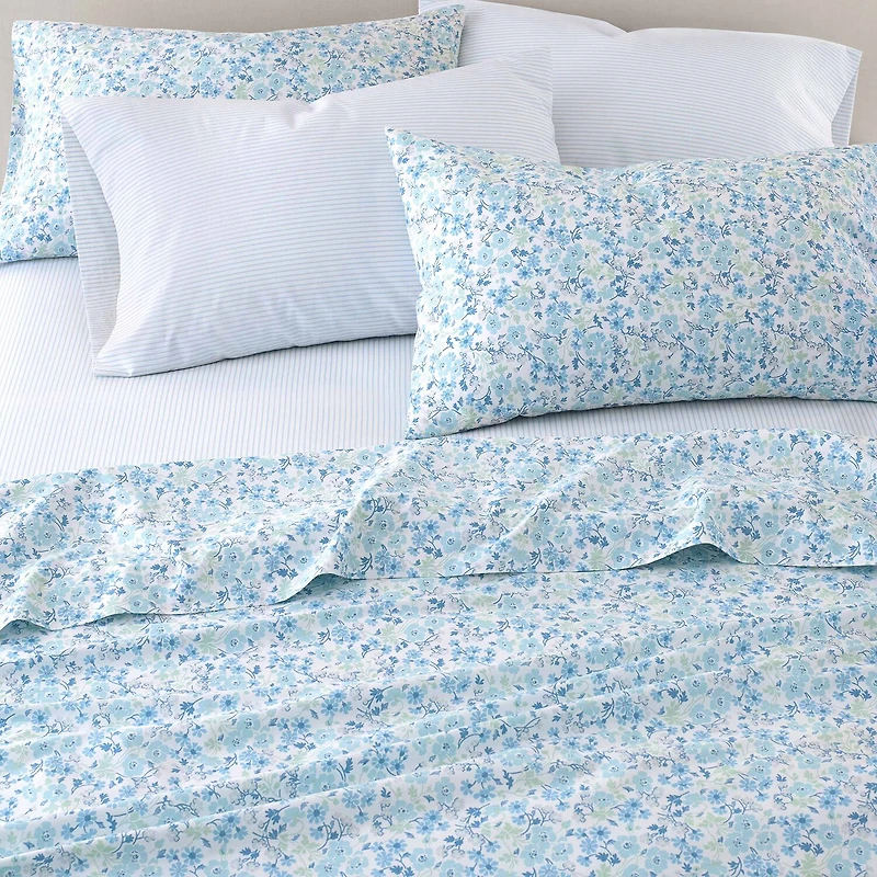 Laura Ashley 6-Pc 100% Cotton Percale Deep Pocket Sheet Set