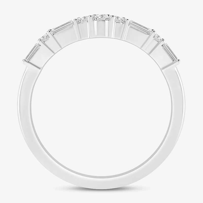 (I / Si2) Womens 1/3 CT. T.W. Lab Grown White Diamond 10K Gold Chevron Band