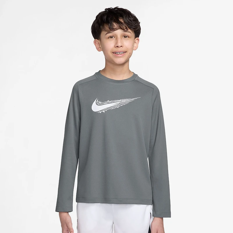 Nike Dri-Fit Big Kid Boys Crew Neck Long Sleeve Regular Fit Graphic T-Shirt