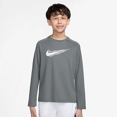 Nike Dri-Fit Big Kid Boys Crew Neck Long Sleeve Regular Fit Graphic T-Shirt